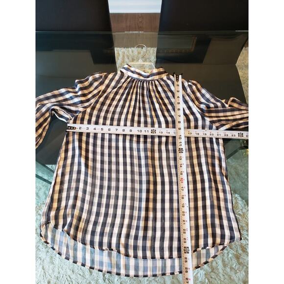 H&M Top Blouse Women's Medium Multicolor 100% Polyester Long Sleeve Halter Neck - Picture 9 of 16